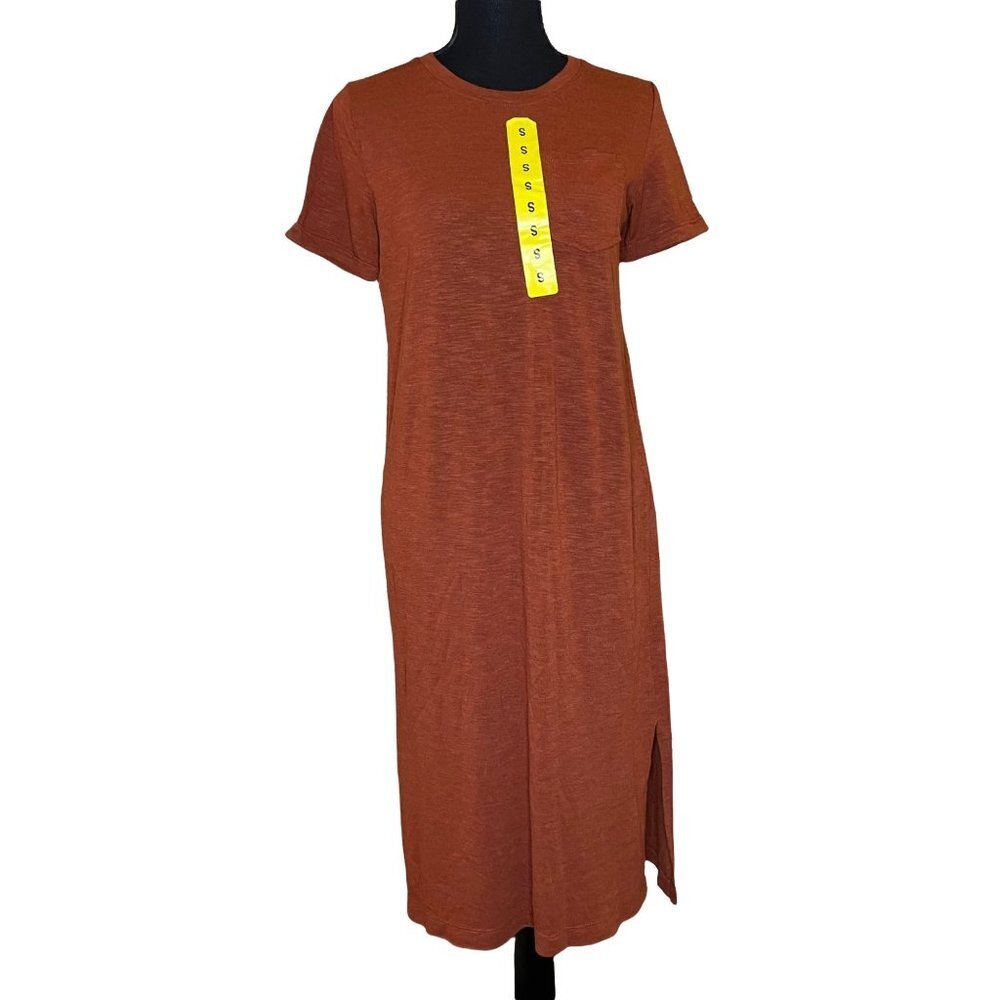 Jessica Simpson Womens Crew Neck Short Sleeve Midi T Shirt Dress